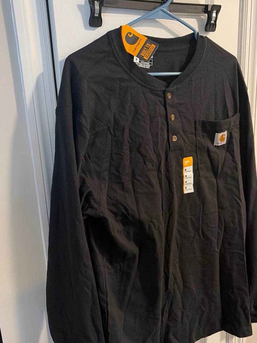 Carhartt Black Long-Sleeve Henley Pocket Shirt